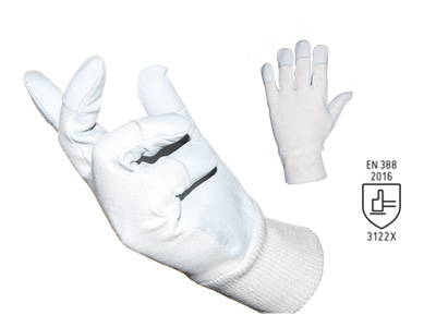 GP13 Guanto con palmo in fiore ovino bianco